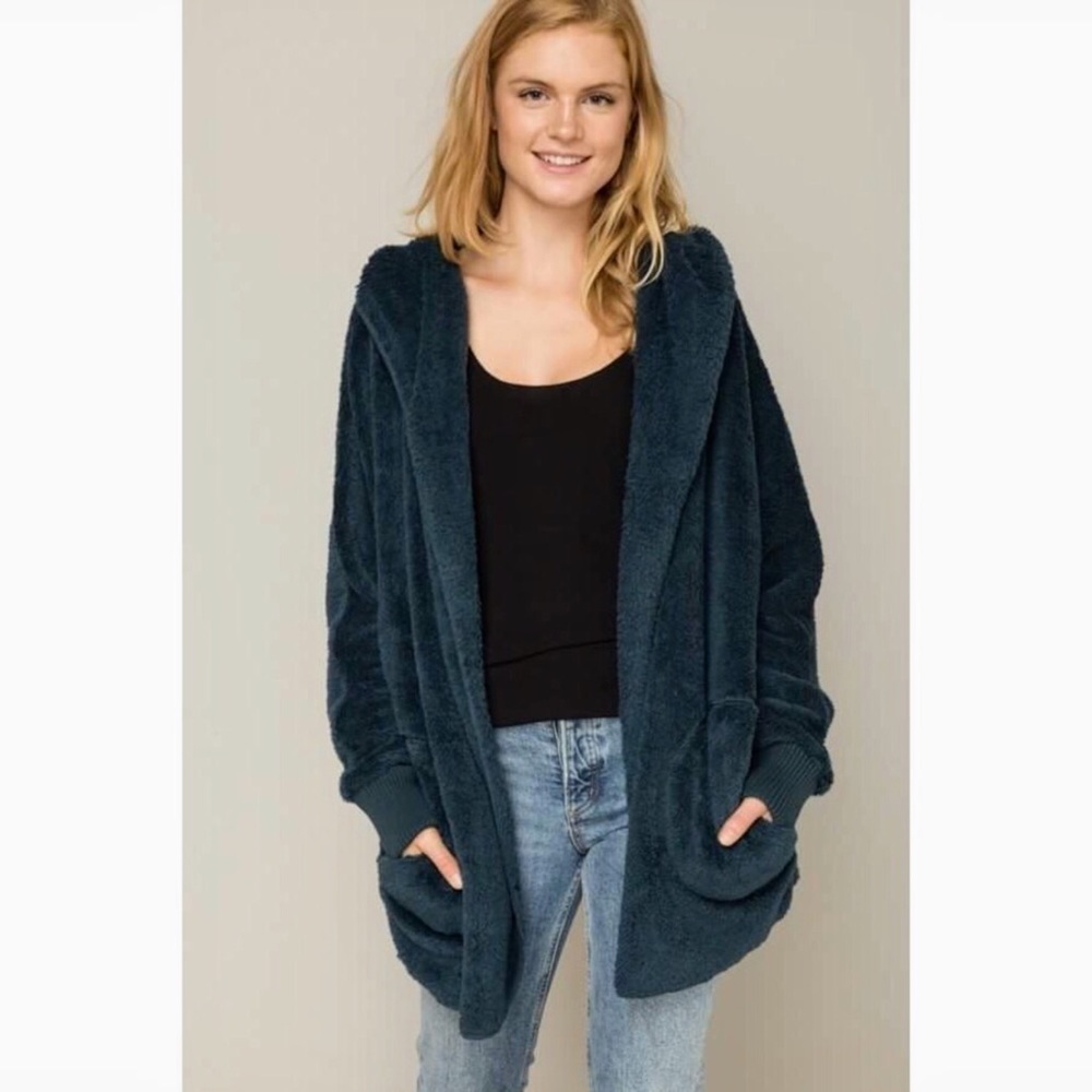 🐻NWT - Teddy Bear TEAL Fleece Cardigan Hoodie